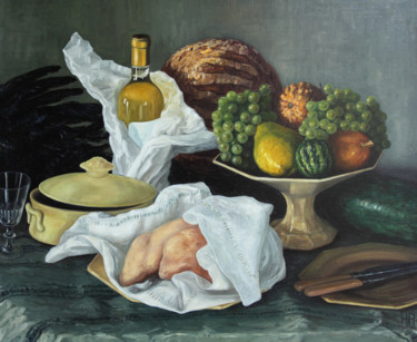 Peinture intitulée "Repas de Fête" par Henri Remi, Œuvre d'art originale, Huile
