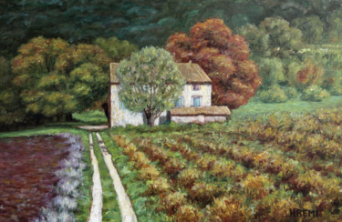 Malerei mit dem Titel "Mas de Provence" von Henri Remi, Original-Kunstwerk, Öl