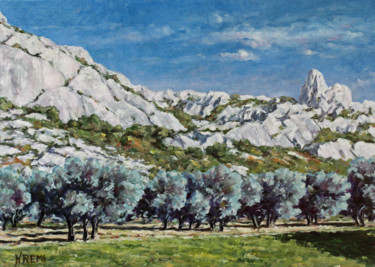 Painting titled "Les Alpilles - Serv…" by Henri Remi, Original Artwork, Oil