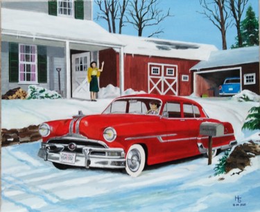 Painting titled "Pontiac 1953" by Henri Sacchi, Original Artwork, Acrylic