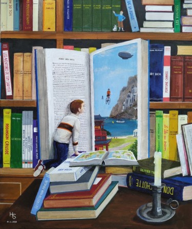 Painting titled "A livre ouvert" by Henri Sacchi, Original Artwork, Acrylic