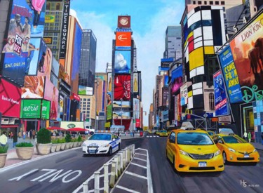 Painting titled "Times Square" by Henri Sacchi, Original Artwork, Acrylic
