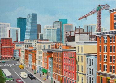Peinture intitulée "Busy City" par Henri Sacchi, Œuvre d'art originale, Acrylique