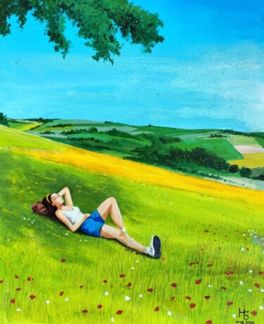 Painting titled "La sieste" by Henri Sacchi, Original Artwork, Acrylic