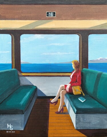 Картина под названием "Le Ferry" - Henri Sacchi, Подлинное произведение искусства, Акрил