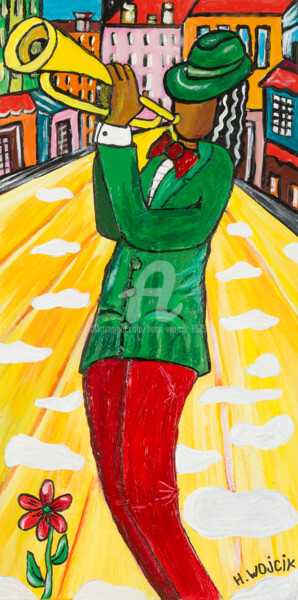 Pintura titulada "Le Trompettiste" por Henri Wojcik, Obra de arte original, Acrílico