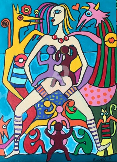 Malerei mit dem Titel "GRANDE DAME" von Henri Wojcik, Original-Kunstwerk, Acryl
