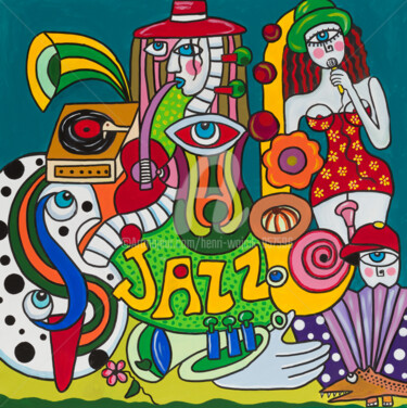 "PHONO JAZZ" başlıklı Tablo Henri Wojcik tarafından, Orijinal sanat, Akrilik Ahşap Sedye çerçevesi üzerine monte edilmiş