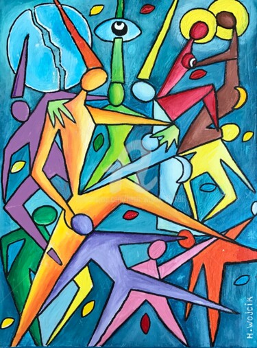 Картина под названием "INFLUENCES" - Henri Wojcik, Подлинное произведение искусства, Акрил Установлен на Деревянная рама для…