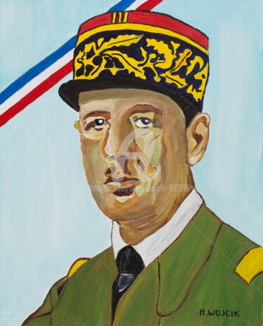 Peinture intitulée "DE GAULLE" par Henri Wojcik, Œuvre d'art originale, Acrylique Monté sur Châssis en bois