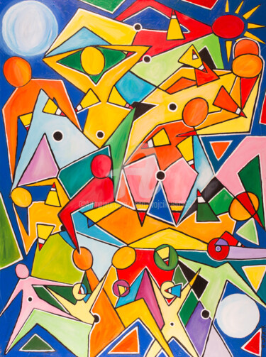 Картина под названием "PLEINE LUNE" - Henri Wojcik, Подлинное произведение искусства, Акрил Установлен на Деревянная рама дл…