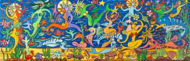 Картина под названием "FONDS MARINS" - Henri Wojcik, Подлинное произведение искусства, Акрил Установлен на Деревянная рама д…