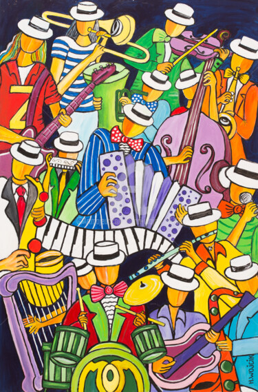Pintura titulada "ZICOS EN FÊTE 1" por Henri Wojcik, Obra de arte original, Acrílico