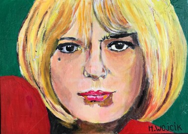 Schilderij getiteld "FRANCE GALL 1" door Henri Wojcik, Origineel Kunstwerk, Acryl Gemonteerd op Frame voor houten brancard