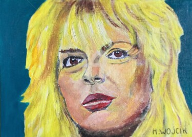 Schilderij getiteld "FRANCE GALL 2" door Henri Wojcik, Origineel Kunstwerk, Acryl Gemonteerd op Frame voor houten brancard