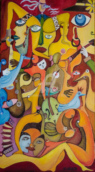 Peinture intitulée "Boum" par Henri Wojcik, Œuvre d'art originale, Huile