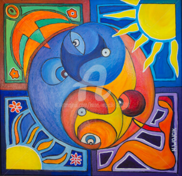 Peinture intitulée "Yin & Yang" par Henri Wojcik, Œuvre d'art originale, Acrylique