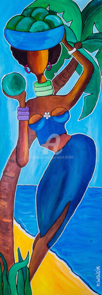 Peinture intitulée "Belle haïtienne" par Henri Wojcik, Œuvre d'art originale, Acrylique