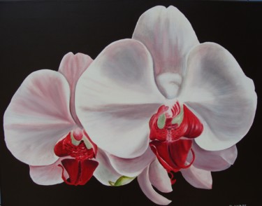 Pittura intitolato "orchidées" da Henriette André, Opera d'arte originale, Olio