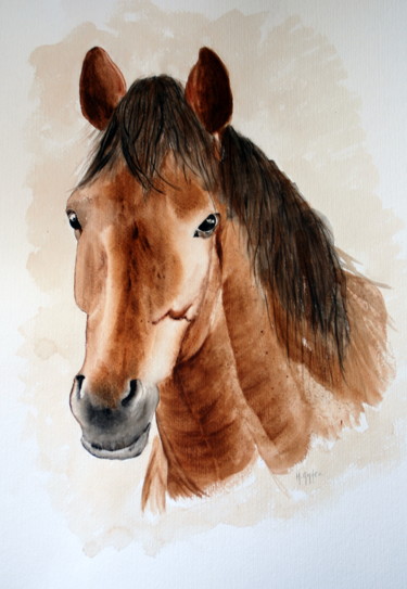 Peinture intitulée "cheval" par Henriette André, Œuvre d'art originale, Aquarelle