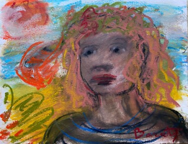 Drawing titled ""Enfant du soleil"" by Henriette Barety, Original Artwork, Pastel