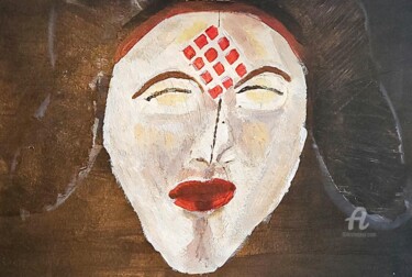 Painting titled "Ancestral" by Henriette Lunang, Original Artwork, Acrylic