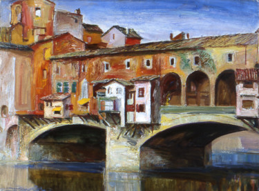 Painting titled "Florence. Ponte Vec…" by Henrikh Hechiporenko, Original Artwork, Oil