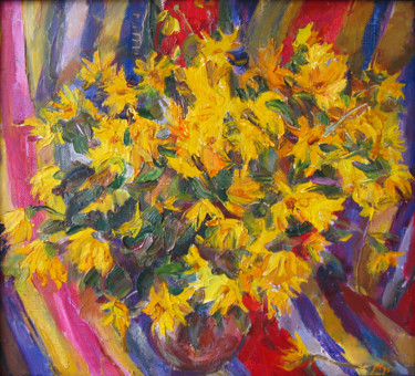 Painting titled "Yellow flower" by Henrikh Hechiporenko, Original Artwork, Oil