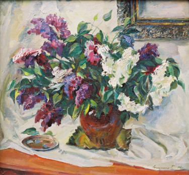 Painting titled "Lilac" by Henrikh Hechiporenko, Original Artwork, Oil