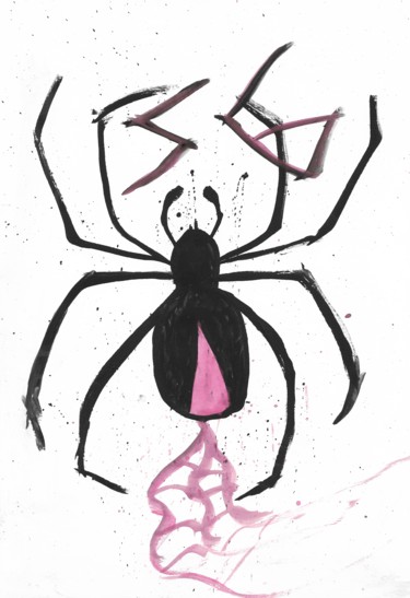 Peinture intitulée "SG  SPIDER ON THE W…" par Lil.Kali, Œuvre d'art originale, Gouache