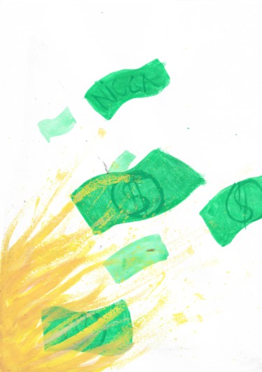 Peinture intitulée "MONEY BURN" par Lil.Kali, Œuvre d'art originale, Gouache