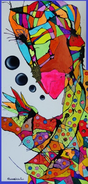 Peinture intitulée "amie  le clown" par Henrique Carreirinhas, Œuvre d'art originale, Autre