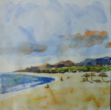 Peinture intitulée "Beach" par Hen, Œuvre d'art originale, Aquarelle