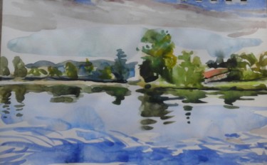 Peinture intitulée "Lake" par Hen, Œuvre d'art originale, Aquarelle