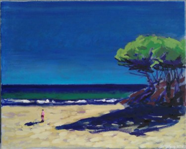 Peinture intitulée "Mediteranean Beach" par Hen, Œuvre d'art originale, Huile