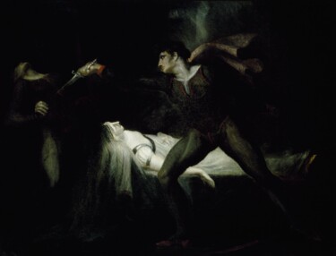 Malerei mit dem Titel "Roméo poignarde Par…" von Henry Fuseli, Original-Kunstwerk, Öl
