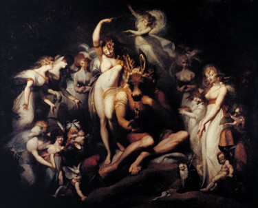 Pittura intitolato "Titania and Bottom" da Henry Fuseli, Opera d'arte originale, Olio