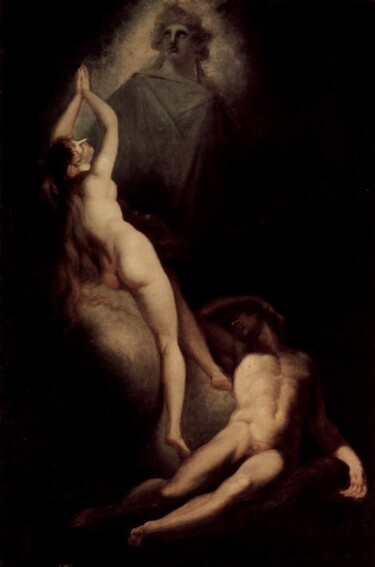 Painting titled "La création d'Eve" by Henry Fuseli, Original Artwork, Oil