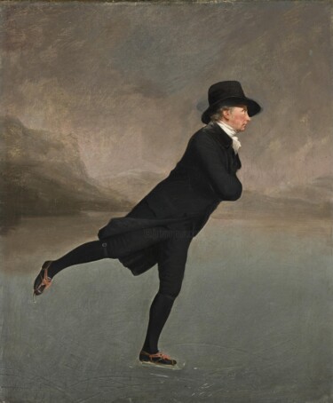 Schilderij getiteld "The Skating Minister" door Henry Raeburn, Origineel Kunstwerk, Olie