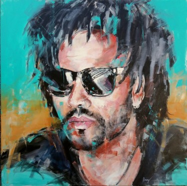 Painting titled "Lenny Kravitz Portr…" by Henryfinearts, Original Artwork, Acrylic