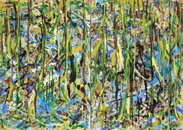 Schilderij getiteld "las tropikalny 2" door Henryka Wojciechowska, Origineel Kunstwerk, Acryl Gemonteerd op Houten paneel