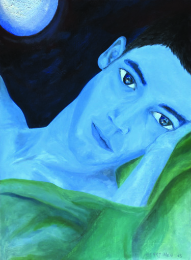 Peinture intitulée "Le dormeur" par Henry Neu, Œuvre d'art originale, Huile