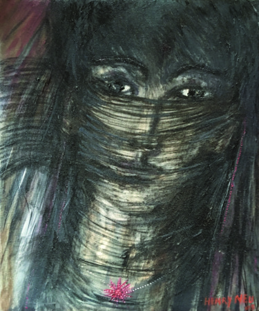 Peinture intitulée "La femme au voile t…" par Henry Neu, Œuvre d'art originale, Huile