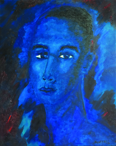 Pittura intitolato "Ange bleu" da Henry Neu, Opera d'arte originale, Olio