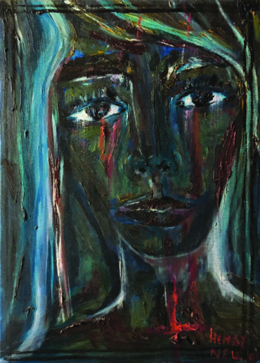 Painting titled "La jeune femme épri…" by Henry Neu, Original Artwork, Oil