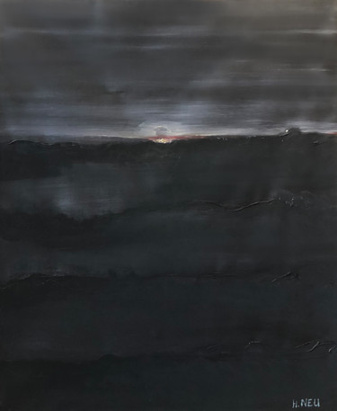 Schilderij getiteld "Les plaines lunaires" door Henry Neu, Origineel Kunstwerk, Olie