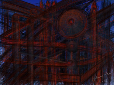 Digital Arts με τίτλο "Immeubles tortueux" από Henry Neu, Αυθεντικά έργα τέχνης, Ψηφιακή ζωγραφική