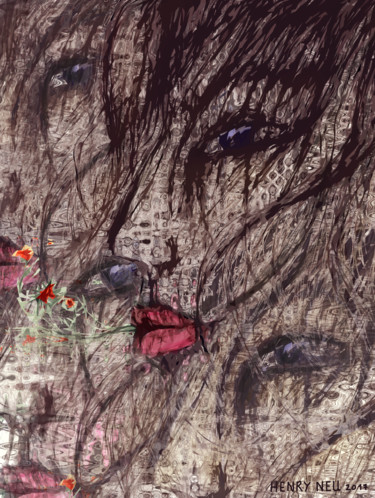 Digitale Kunst getiteld "La fille dans le ve…" door Henry Neu, Origineel Kunstwerk, Digitaal Schilderwerk