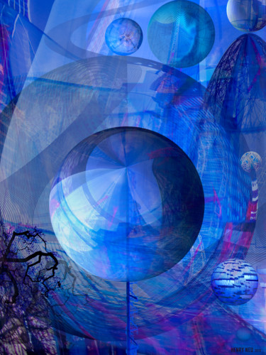 Digitale Kunst mit dem Titel "Sphères d'immeubles" von Henry Neu, Original-Kunstwerk, Digitale Malerei