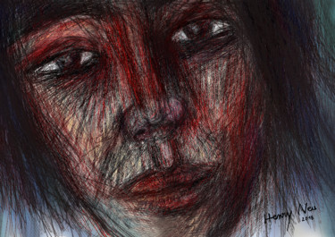 Arts numériques intitulée "La fille sensible" par Henry Neu, Œuvre d'art originale, Peinture numérique